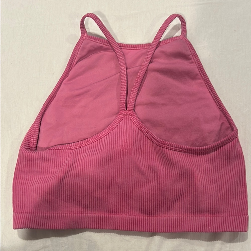 Pink Ribbed Sports Bra - Picture 3 of 3
